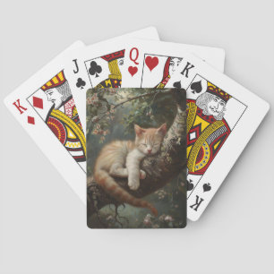 Jeu De Cartes Chaton dormant dans un arbre Vintage