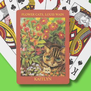 Jeu De Cartes Chats à fleurs Louis Wain Classique Personnalisés