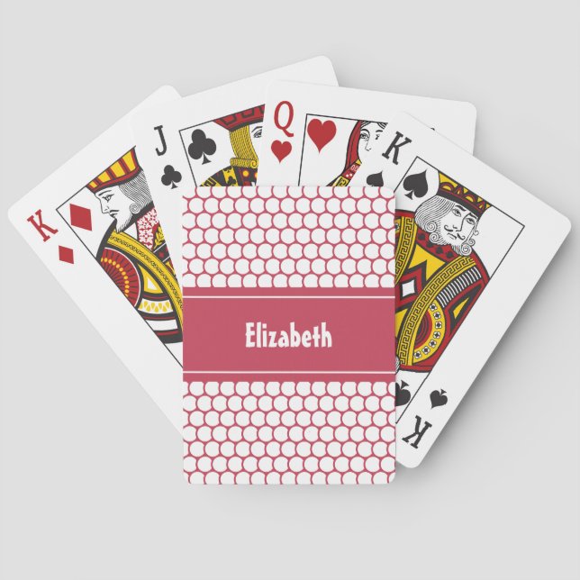 Jeu De Cartes Chaud rose blanc personnalisé Nom géométrique (dos)