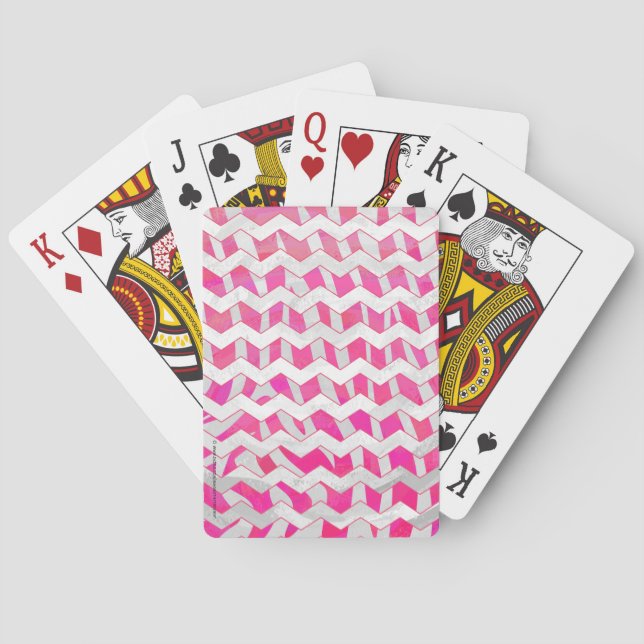 Jeu De Cartes Chaud rose et blanc Chevron Zebra (dos)