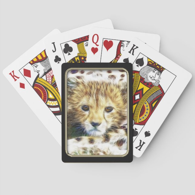 Jeu De Cartes Cheetah Cub Fractal Art Jouer des cartes (dos)