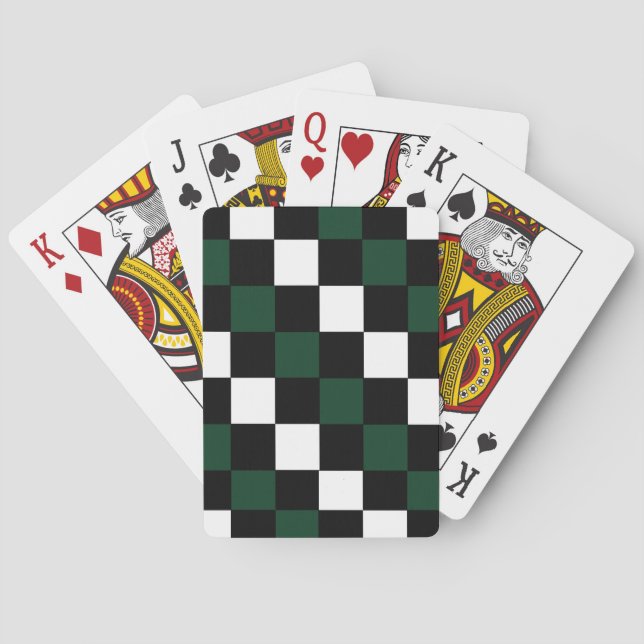 Jeu De Cartes Chèques en carton blanc noir vert (dos)