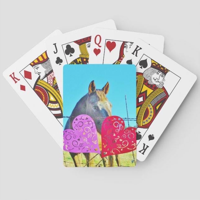 Jeu De Cartes Cheval blanc et Brown Valentine Coeurs (dos)