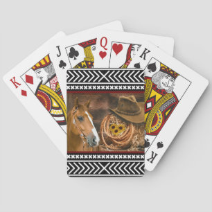 Jeu De Cartes Cheval Cowboy Casquette Lasso Western Motif
