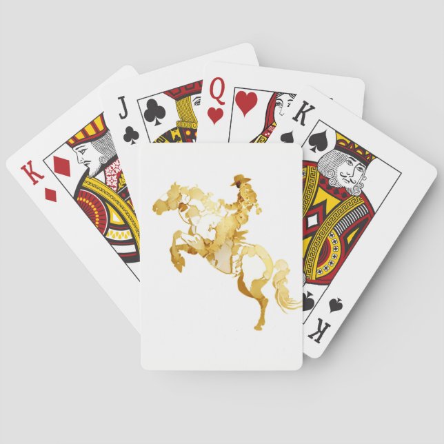 Jeu De Cartes Cheval et Cavalier Dorés Abstraits (dos)