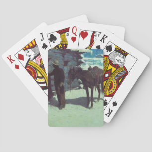 Jeu De Cartes Cheval et Cowboy neige hivernale