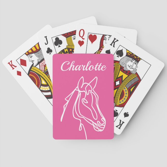 Jeu De Cartes Cheval rose personnalisé jouant aux cartes cadeau  (dos)