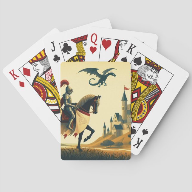 Jeu De Cartes Chevalier médiéval/dragon/château fantastique (dos)