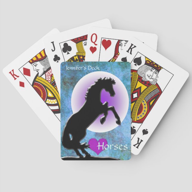 Jeu De Cartes Chevaux de coeur V (bleu/vert) (dos)