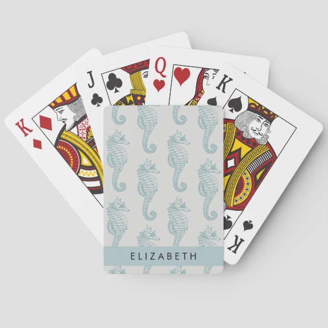 Jeu De Cartes Chevaux de mer tropicaux, Motif hippocampe, Votre  (dos)