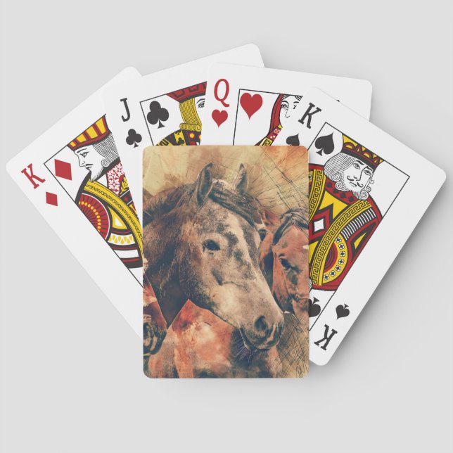 Jeu De Cartes Chevaux Peinture d'aquarelle artistique (dos)