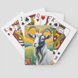 Jeu De Cartes Chèvre Conviviale Avec Colorful Vibrant Hills