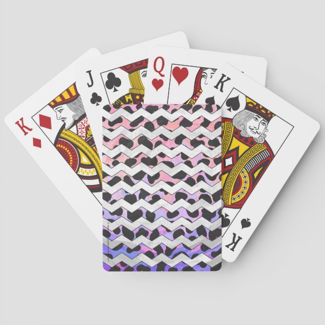 Jeu De Cartes Chevron rose et noir Dalmation (dos)