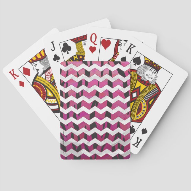 Jeu De Cartes Chevron Tiger rose chaud et noir (dos)