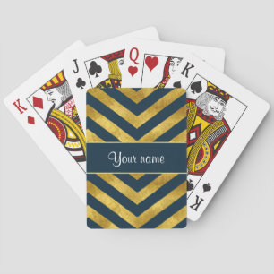 Jeu De Cartes Chevrons chics de bleu marine d'or et