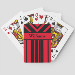 Jeu De Cartes Chevrons Red & Black Stripes, votre carte de nom