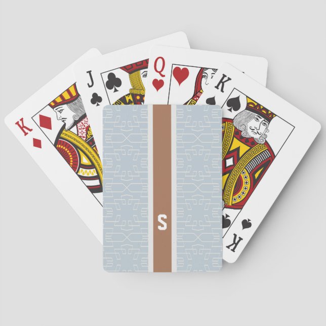 Jeu De Cartes Chic blue grey abstract geometric pattern monogram (dos)