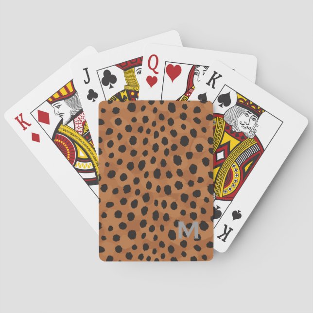 Jeu De Cartes Chic brun cheetah imprimé monogramme (dos)