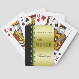 Jeu De Cartes Chic Floral Romantique Or & Noir Merci