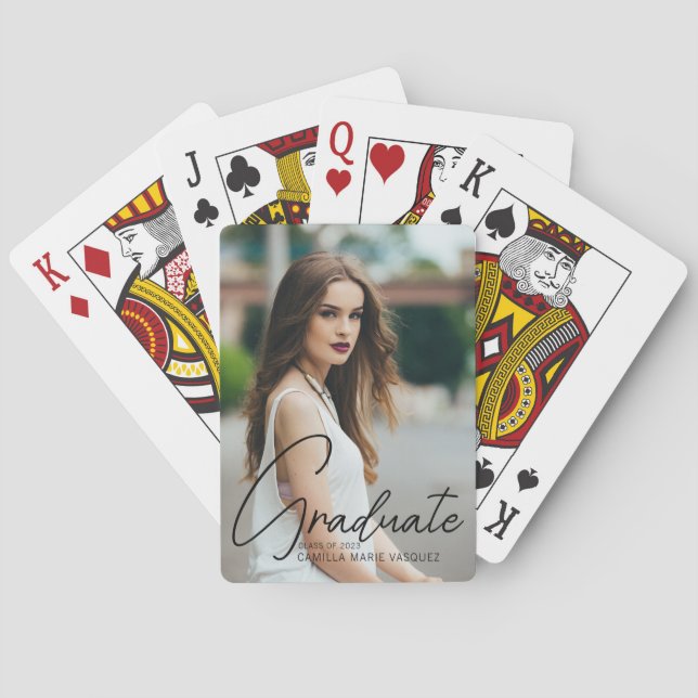 Jeu De Cartes Chic Graduate Photo Black Script 2025 Graduation (dos)