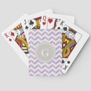 Jeu De Cartes Chic Pastel violet gris Chevron Custom Monogramme