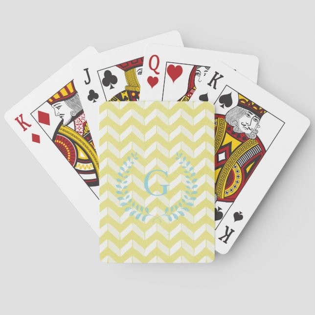 Jeu De Cartes Chic Pastel Yellow Teal Chevron Custom (dos)