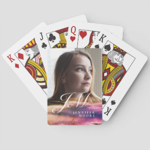Jeu De Cartes Chic personnalisé violet rose vierge photo Monogra
