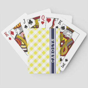 Jeu De Cartes chic preppy jaune marine en vichy motif monogramme