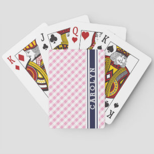 Jeu De Cartes chic preppy rose marine en vichy motif monogramme