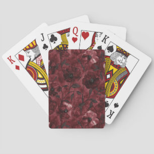 Jeu De Cartes Chic Rouge Bourgogne Noir Floral  