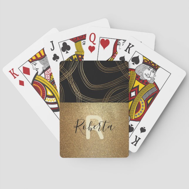 Jeu De Cartes Chic tendance noir et bronze Parties scintillant g (dos)