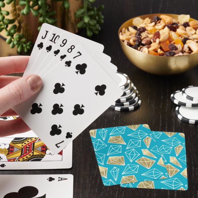 Jeu De Cartes Chic Turquoise Aqua Blue Gold Diamonds (In Situ)
