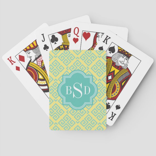 Jeu De Cartes Chic yellow greek key geometric patterns monogram (dos)