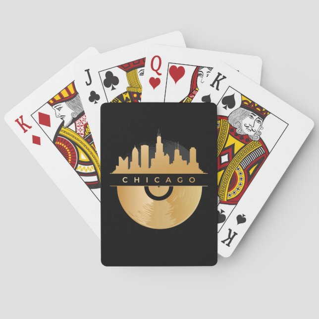 Jeu De Cartes Chicago Illinois Skyline Golden Vinyl Chic (dos)