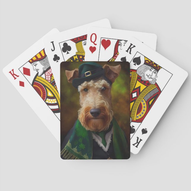 Jeu De Cartes chien airedale à la St. Patrick's Day (dos)