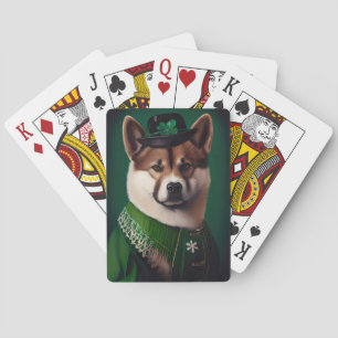 Jeu De Cartes Chien akita en tenue de la Saint Patrick's Day