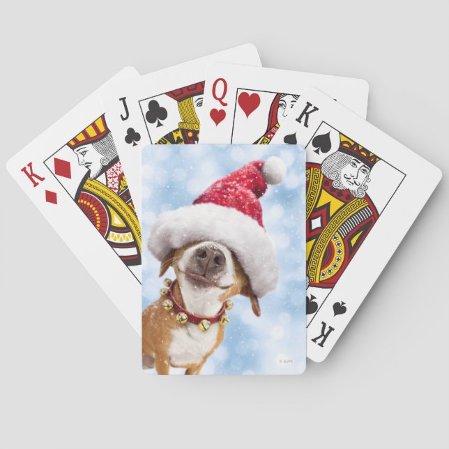 Jeu De Cartes Chien avec un grand chapeau de Père Noël (dos)