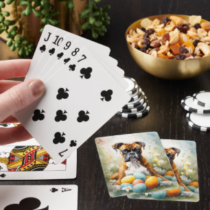Jeu De Cartes Chien Boxer avec Vacances d'Œufs de Pâques