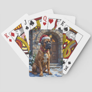 Jeu De Cartes Chien Bullmastiff Gardien du Manoir de Noël Art