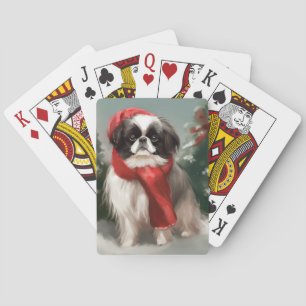 Jeu De Cartes Chien chinois japonais à Noël de neige