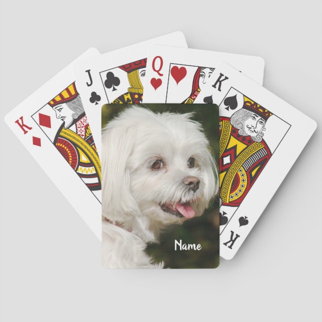 Jeu De Cartes Chien chiot maltais blanc personnalisé (dos)