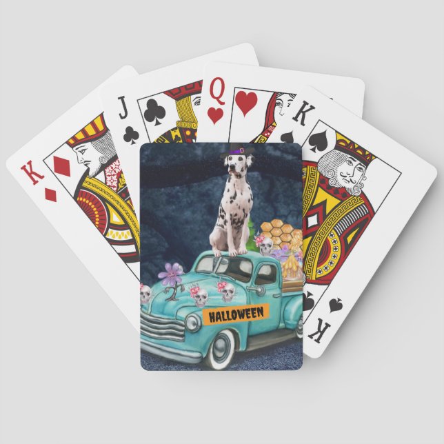 Jeu De Cartes Chien dalmate Halloween Camion Effrayant Nuit (dos)