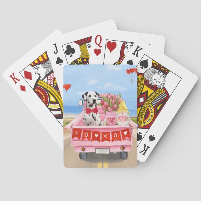 Jeu De Cartes Chien dalmate Saint Valentin Coeurs de Camion (dos)