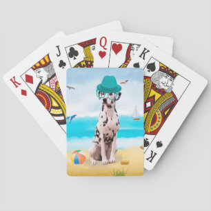 Jeu De Cartes Chien Dalmation sur la plage