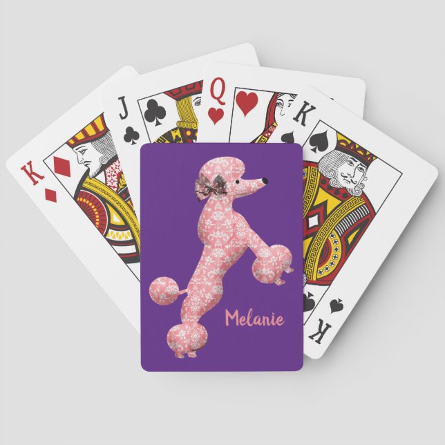 Jeu De Cartes Chien de caniche rose personnalisé (dos)