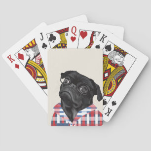 Jeu De Cartes Chien De Carlin Noir Avec Lunettes Et Chemise