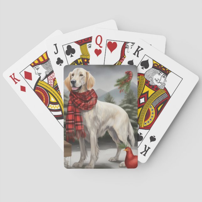Jeu De Cartes Chien de coin anglais en Noël de neige (dos)