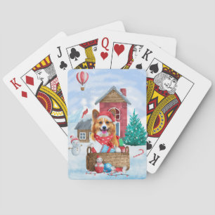 Jeu De Cartes Chien de Corgi dans la neige Maison de Chien de No