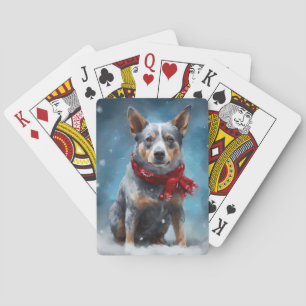 Jeu De Cartes Chien de Heeler Bleu à Noël de neige