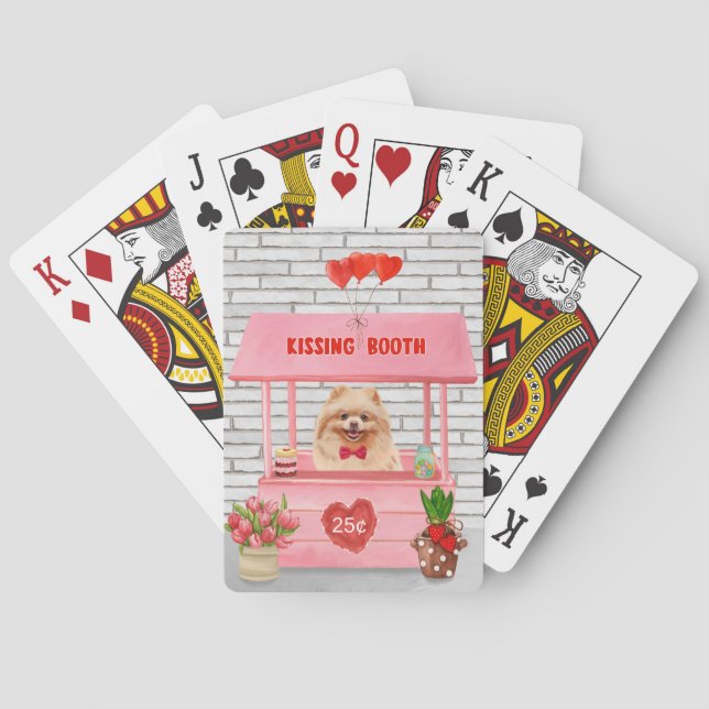 Jeu De Cartes Chien de Poméranie Valentine's Day Kissing Booth (dos)